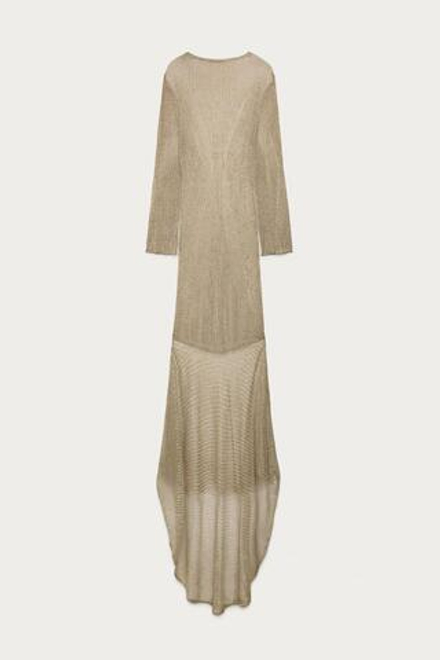 ZARA X MARISA BERENSON ДЛИННОЕ ТРИКОТАЖНОЕ ПЛАТЬЕ, ЗОЛОТИСТЫЙ