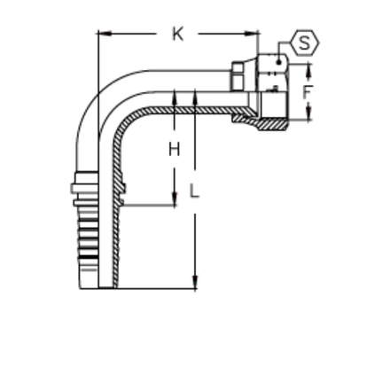 Фитинг DN 12 JIC (Г) 7/8 (90) удлинен. TIEFFE