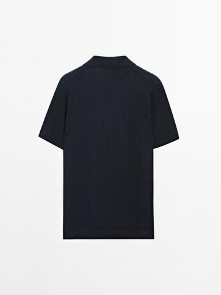 Massimo Dutti Трикотажная футболка с воротником поло, темно-синий