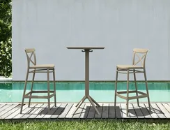 Стол пластиковый барный складной Sky Folding 60х60 бежевый