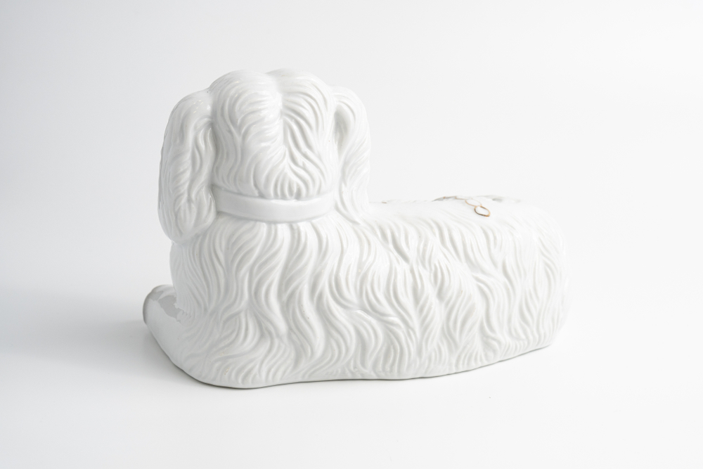 Пара винтажных керамических каминных собак (стаффордширских собак)