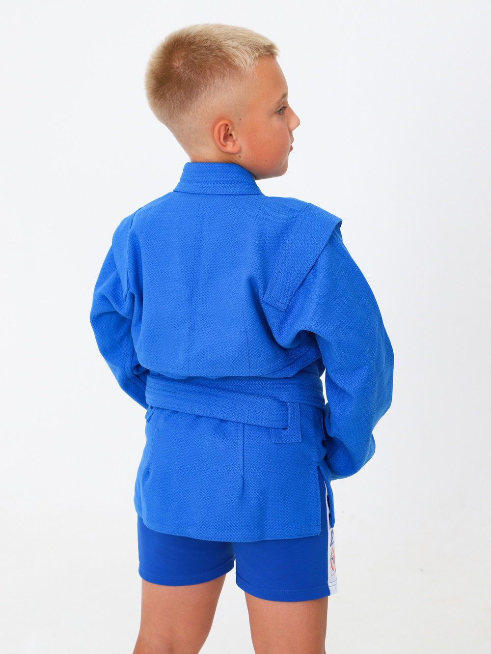 Куртка для САМБО с поясом, плотностью 580 г/м² с подкладкой синяя