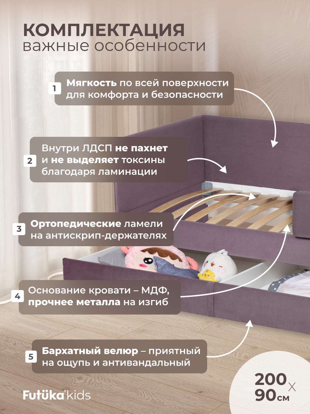 Диван - кровать Simple 200х90 см ткань Микровелюр