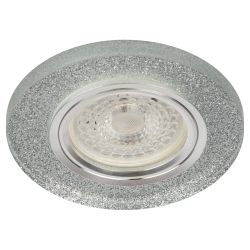 DK7 CH/SHSL Светильник ЭРА декор стекло круглое MR16,12V/220V, 50W, хром/серебряный блеск | Декоративные встраиваемые светильники