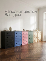 Комод, 90х30х62, Раст, с ящиками, для одежды и игрушек, синий, массив сосны, IKEA