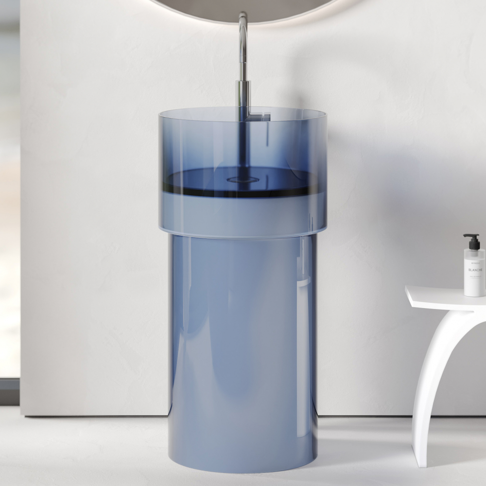 Раковина отдельностоящая прозрачная ABBER Kristall AT2701Saphir-H синяя