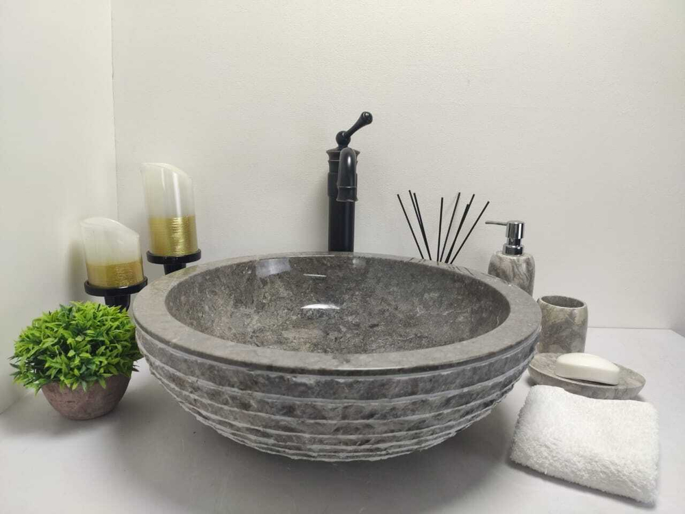 Раковина из мрамора Bowl Grey Marmo Medium BM-60034 45*45*15