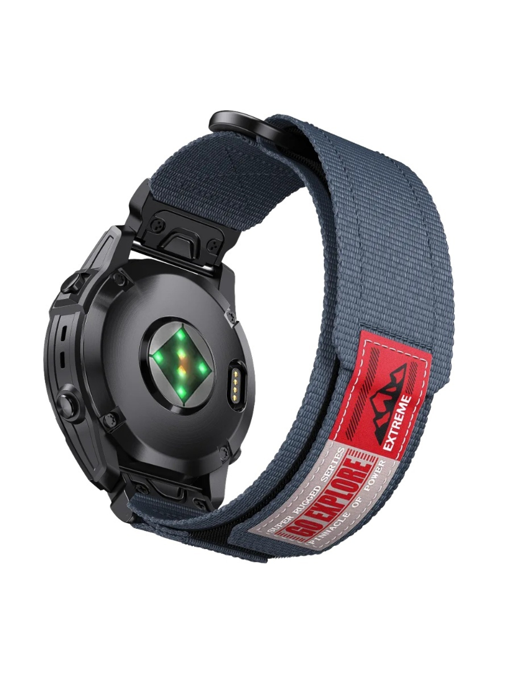 Нейлоновый ремешок 22 мм для Garmin (циферблат 47 мм) QuickFit на липучке (Синий гранит)