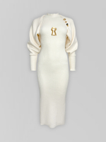 Платье вязаное без рукавов с металлической вставкой и болеро в комплекте