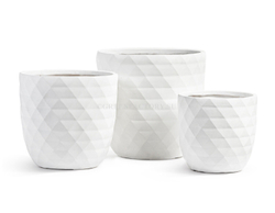 Кашпо TREEZ ERGO - серия Diamond - Чаша-конус - Белый камень