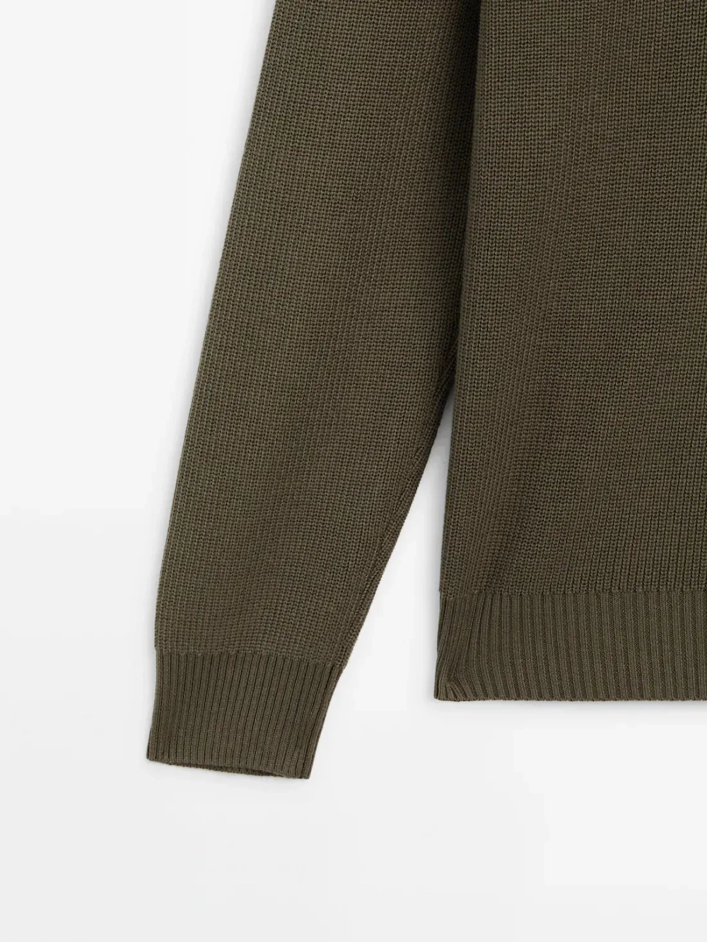 Massimo Dutti Хлопковый свитер с воротником поло, хаки