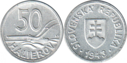Словакия 50 геллеров, 1943 - 1944 Плуг XF