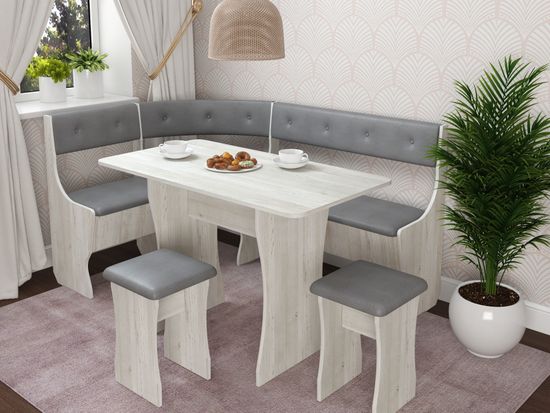 Кухонный уголок bello "Оливьер" (Сосна винтерберг/Кожзам Mango 13 Grey (BT)) -G/Л1