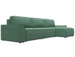 Диван угловой Лига-048 НПБ лонг, Амур 11 зеленый, Рогожка, 128488