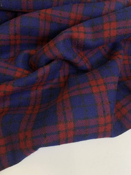 Пальтовая принт клетка, красн/черн/синий, шерсть AVI#187