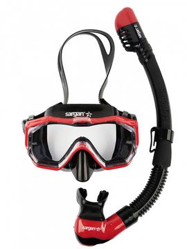 Набор маска+трубка в сумке Sargan Панорама-М черный/красный