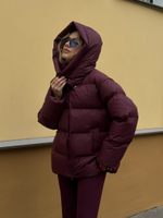 Пуховик Рокет миди свекольный