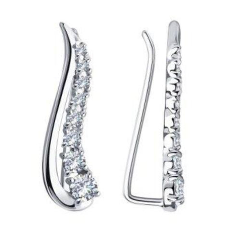 Серьги из серебра с фианитами