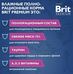 Влажный корм для стерилизованных кошек Brit Premium 0,085кг индейка с сыром в желе 14 паучей