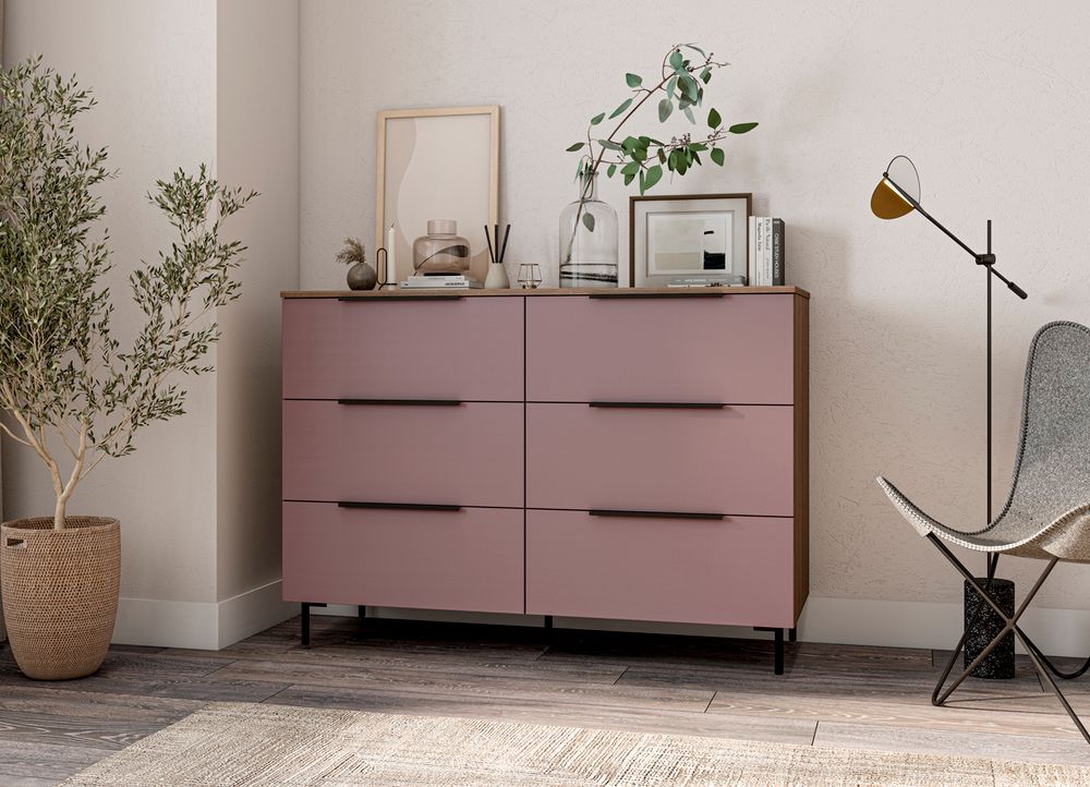 МС Роза Комод 1300 Орех Франклин/Ройс Пудра Скин, ДСВ Мебель