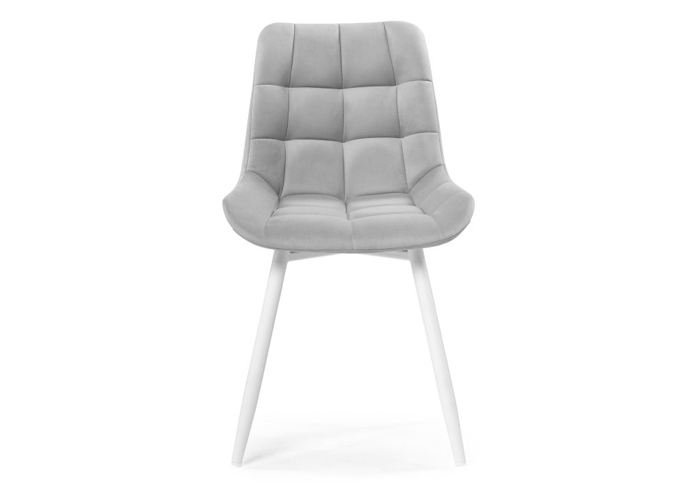 Стул на металлокаркасе Челси крутящийся велюр светло-серый / белый