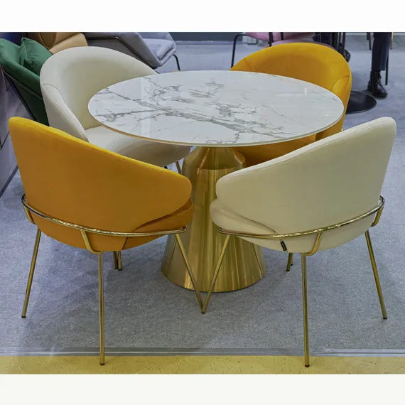 Стул Lime, оранжевый микровелюр с золотыми ножками