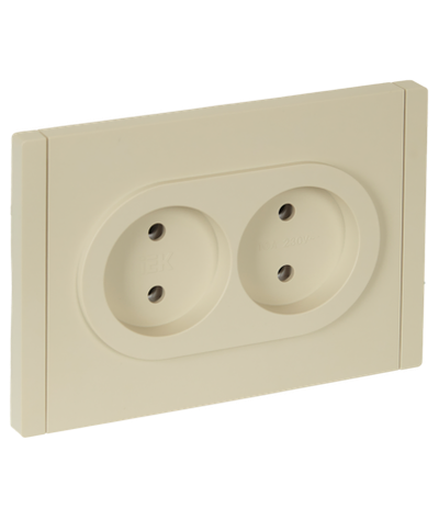 FORTE&PIANO Розетка 2-местная без заземления без защитных шторок безвинтовое крепление 10А FP426 ваниль IEK