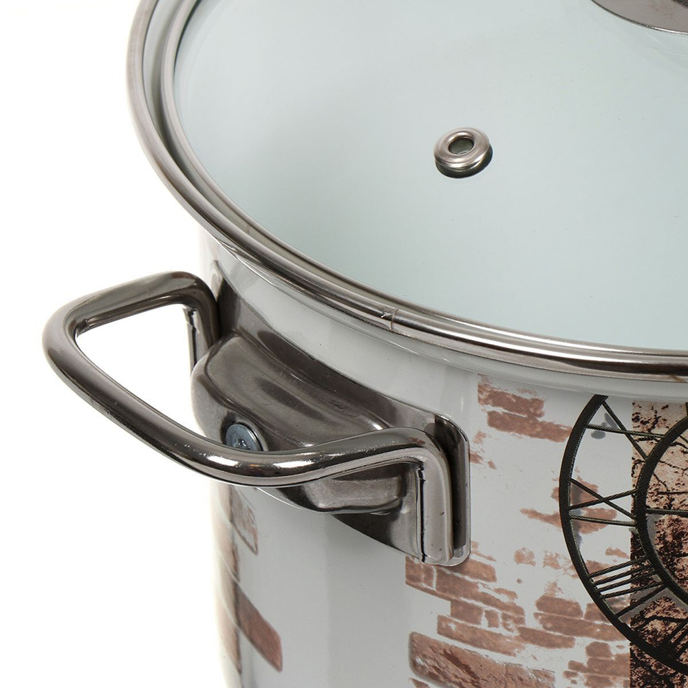 Набор эмалированной посуды 6 пр, кастрюли 2.4,3.4,5 л, Керчь, Лофт-5-1-Элит, бел