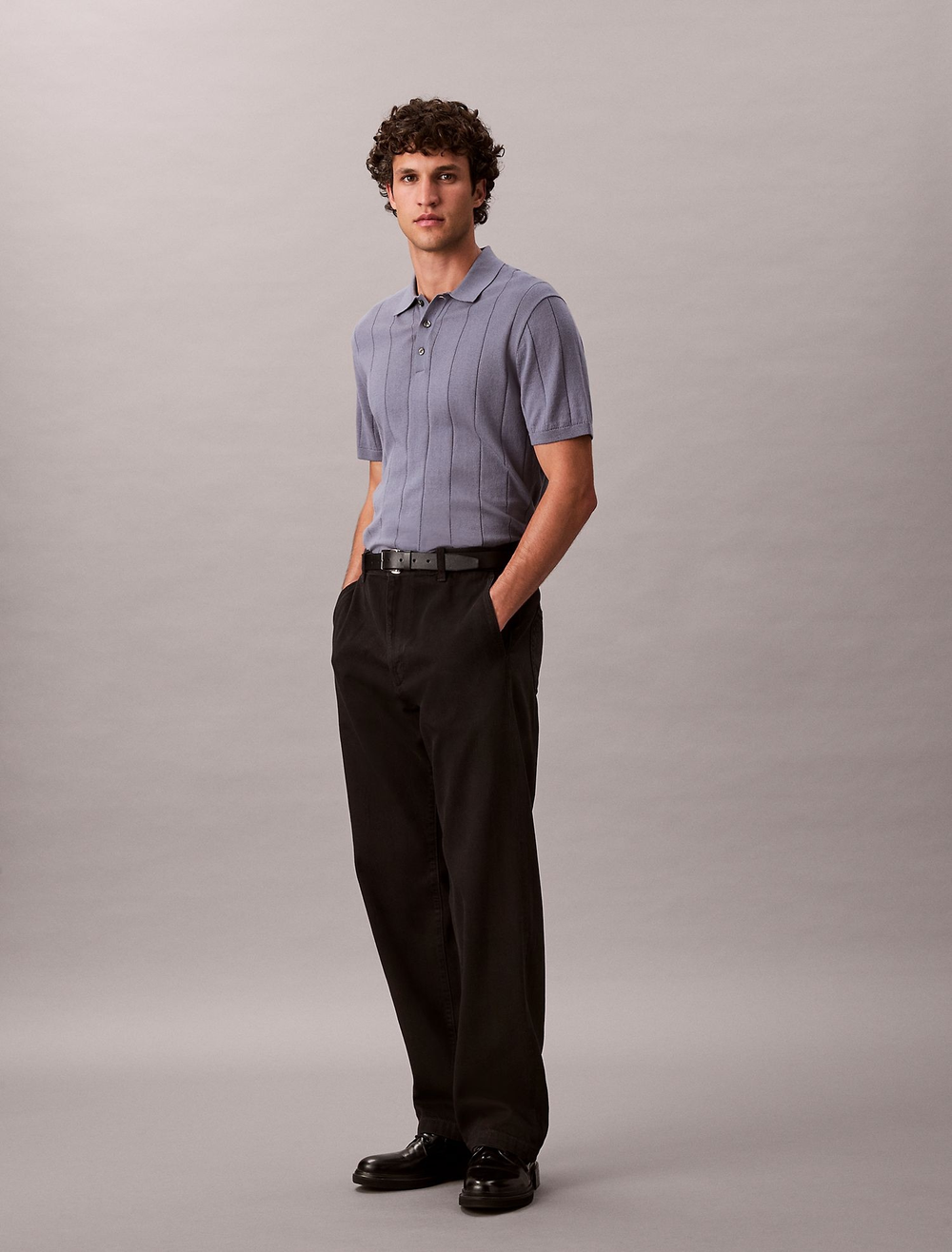 Поло-свитер Calvin Klein Wool Cotton Classic Grisaille