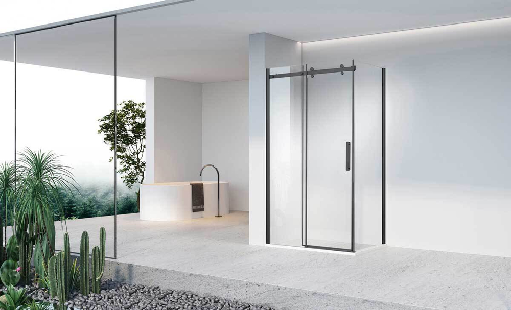 Душевой уголок Como-N VSR-4CN1016CLB, 1600*1000, черный, стекло прозрачное