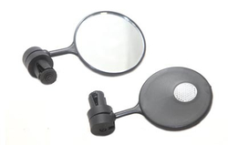 Зеркало заднего вида TRIX, крепление в торец руля, с отражателем,70мм, пластик, черное (250)