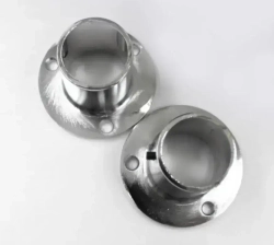 Штангодержатель (фланец) мебельный Высокий для круглой штанги D25 мм, 2 шт., для шкафа и гардероба, металл, хромированное покрытие