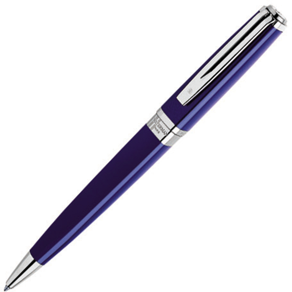 Шариковая ручка Waterman Exception Slim Blue ST S0637120 цвет синий с посеребрением в подарочной упаковке