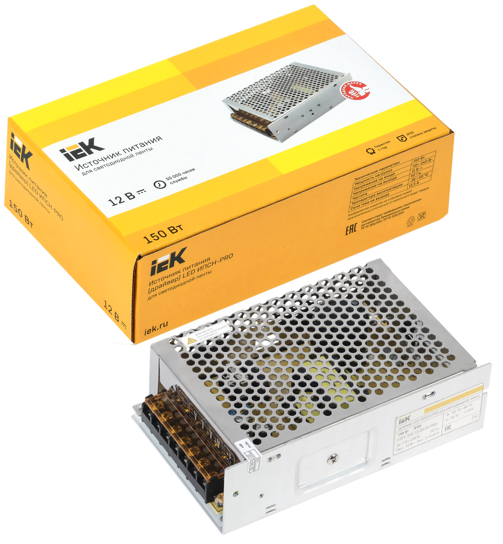 Драйвер LED ИПСН-PRO 150Вт 12 В блок - клеммы IP20 IEK