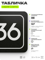 Табличка с номером кабинета "Кабинет №36", для офиса, 30 х 10 см, серия COSMO, черная, Айдентика Технолоджи