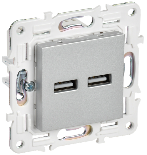 SKANDY Розетка USB A+A 3,1А SK-R15S серебряный IEK