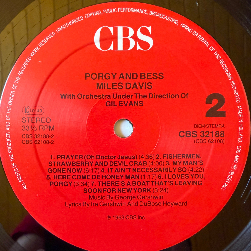 Miles Davis – Porgy And Bess (Голландия) Т