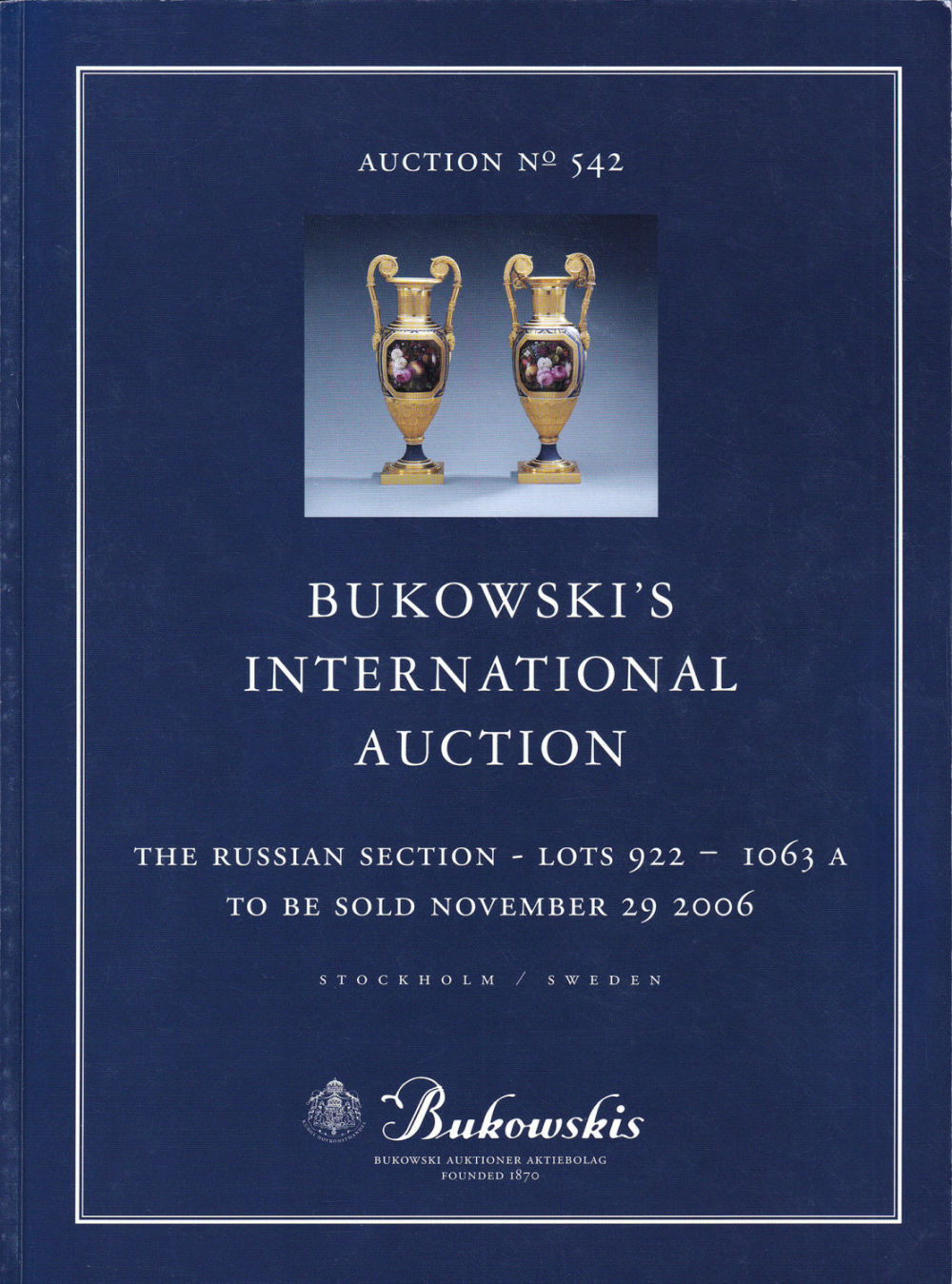 Каталог аукциона Bukowskis, Стокгольм, Аукцион № 542 от 29 ноября 2006 года