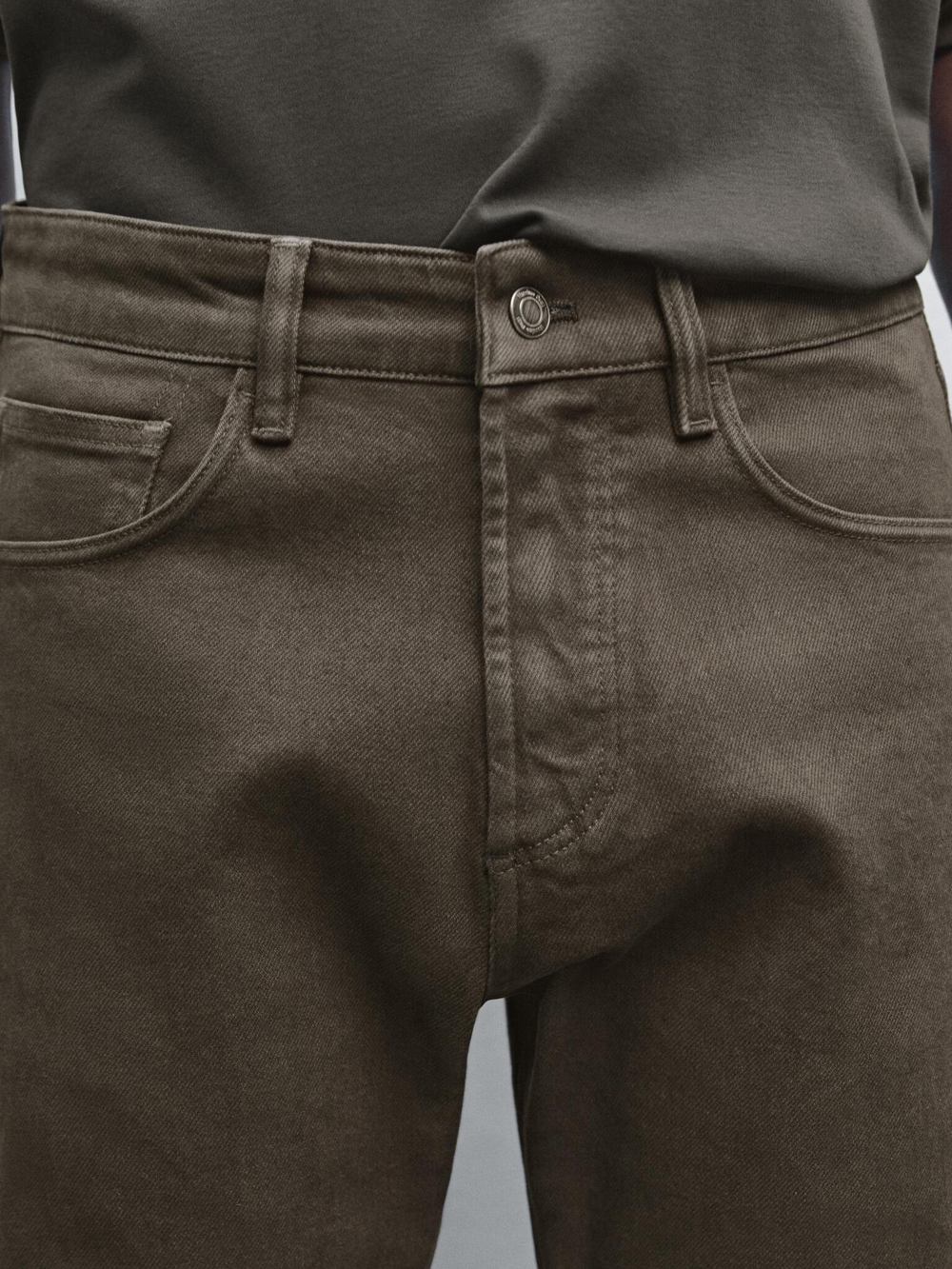 Massimo Dutti Джинсы Slim Fit, серо-зеленый