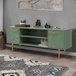 Тумба под ТВ Арт Колор leaves 155см Стайл Голд Зеленый нефрит