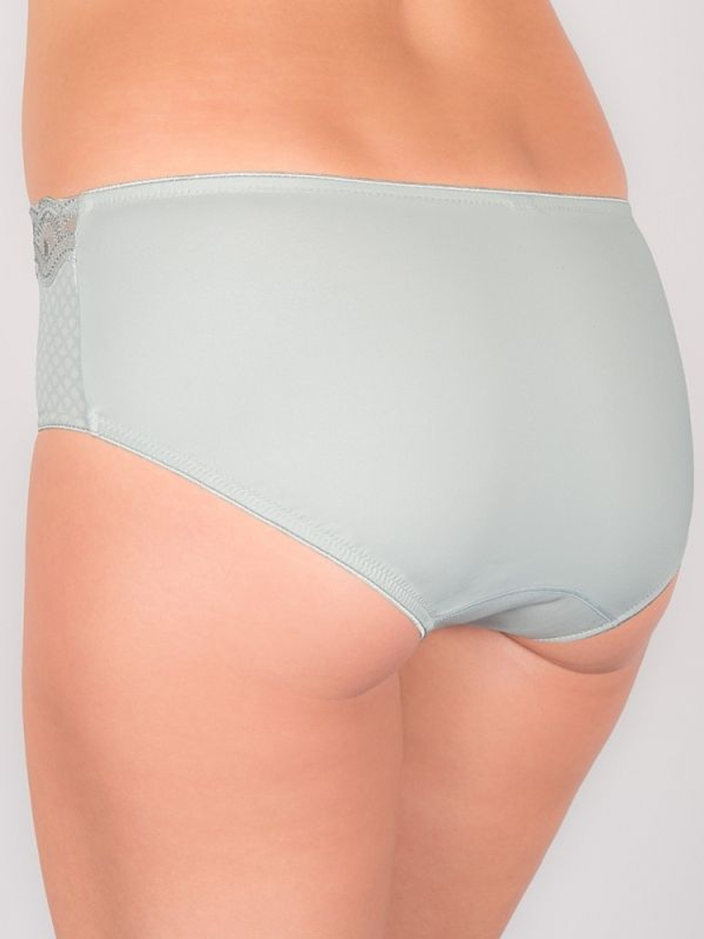 Трусы-слипы с высокой посадкой и кружевом (Размер: 52) (Цвет: светло-серый)