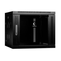 Телекоммуникационный шкаф Cabeus SH-05F-9U60 / 60-BK Шкаф телекоммуникационный настенный 19" 9U 600x600x501mm (ШхГхВ) дверь стекло, цвет черный (RAL 9004)