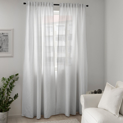IKEA TIBAST  (ИКЕА ТИБАСТ)  -  Штора, 2 шт, на ленте/белая, 145x300 см