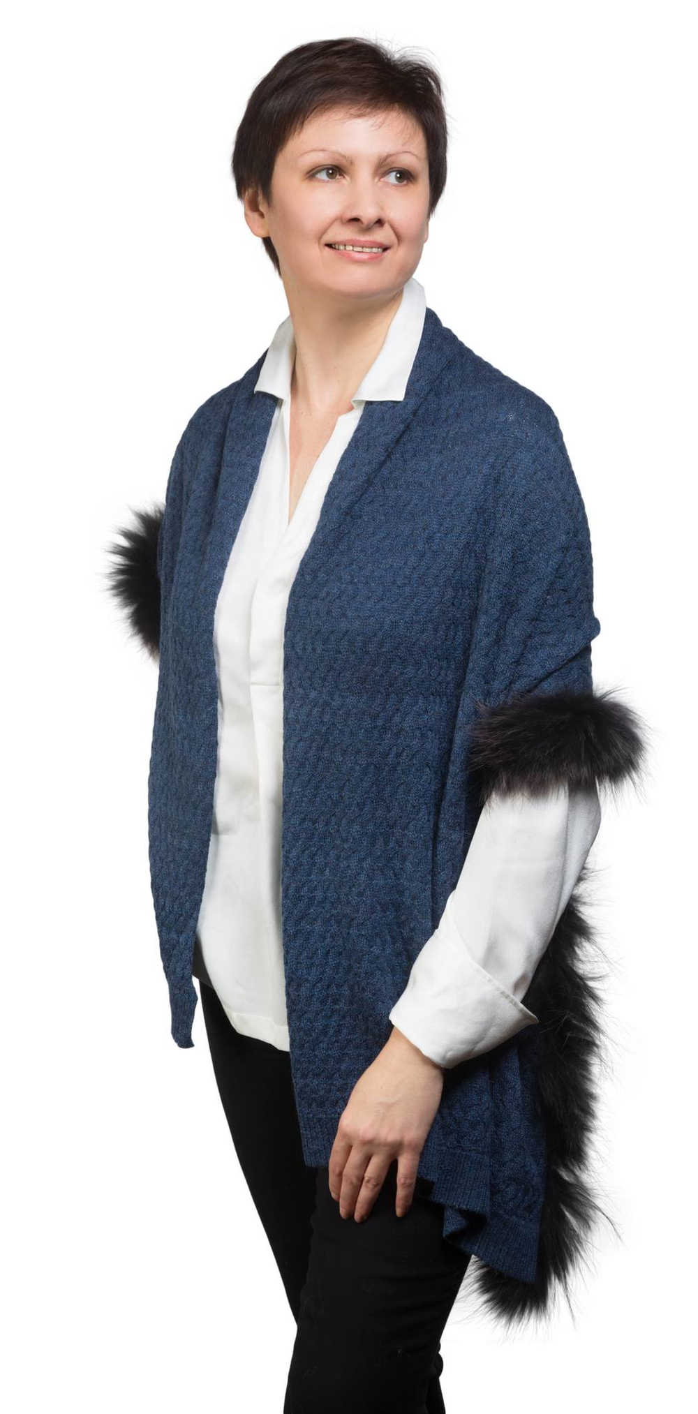 Палантин 60х180 Petrusse Bristol синий Франция дизайн