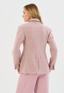 Жакет из шерсти лодена бежево-розовый
