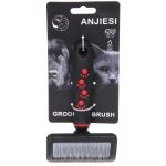 Расческа - пуходерка для животных «ПРОФФ - МОЙ БРО», прорезиненная ручка, цвет красный/черный, 9,5*16,5см