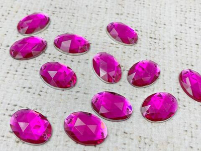 Стразы пришивные акрил, d 1,4х1 см, фуксия