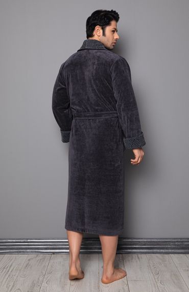 Халат мужской велюровый 1255 антрацит Nusa Турция