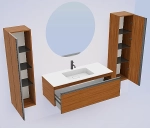 Тумба с раковиной Armadi Art QUATRO 1 100 WILLOW/профиль ANTHRACITE/раковина белая