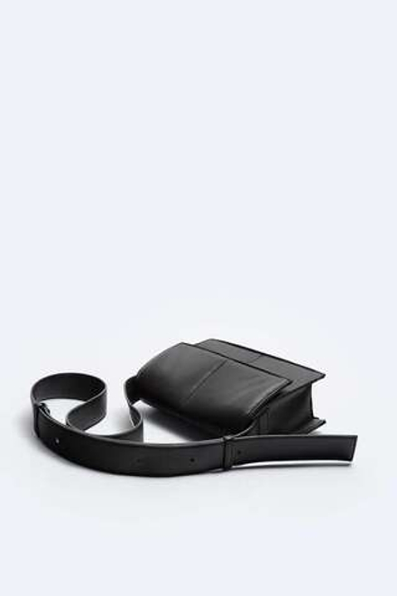 ZARA СТЕГАНАЯ СУМКА С КЛАПАНОМ, ЧЕРНЫЙ